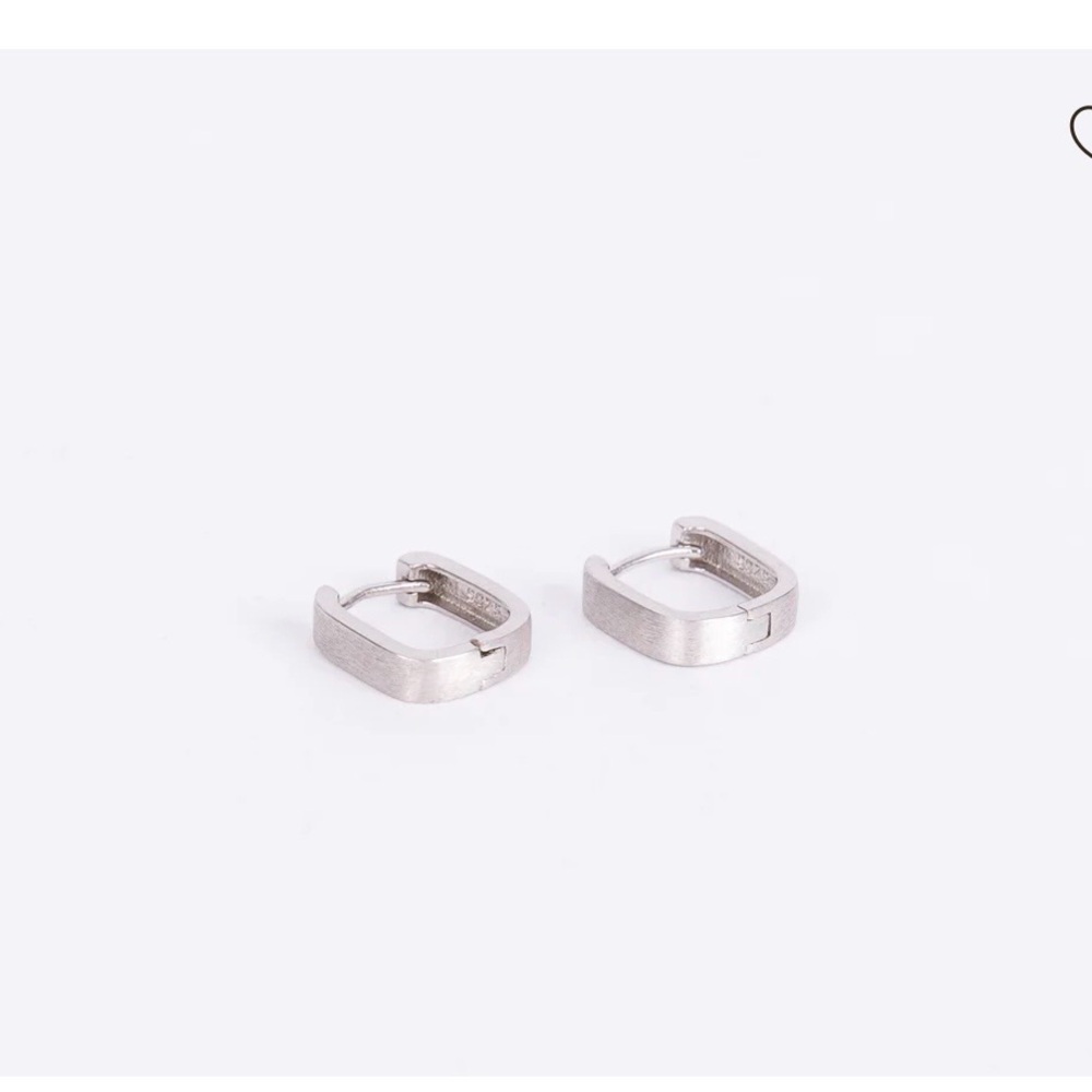 Square Matte Silver Huggie Hoop Earrings - Minimal Modern